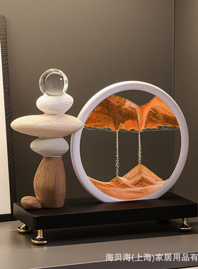 时来运转流沙画摆件客厅电视柜酒柜玄关轻奢高档高级装饰品办公室