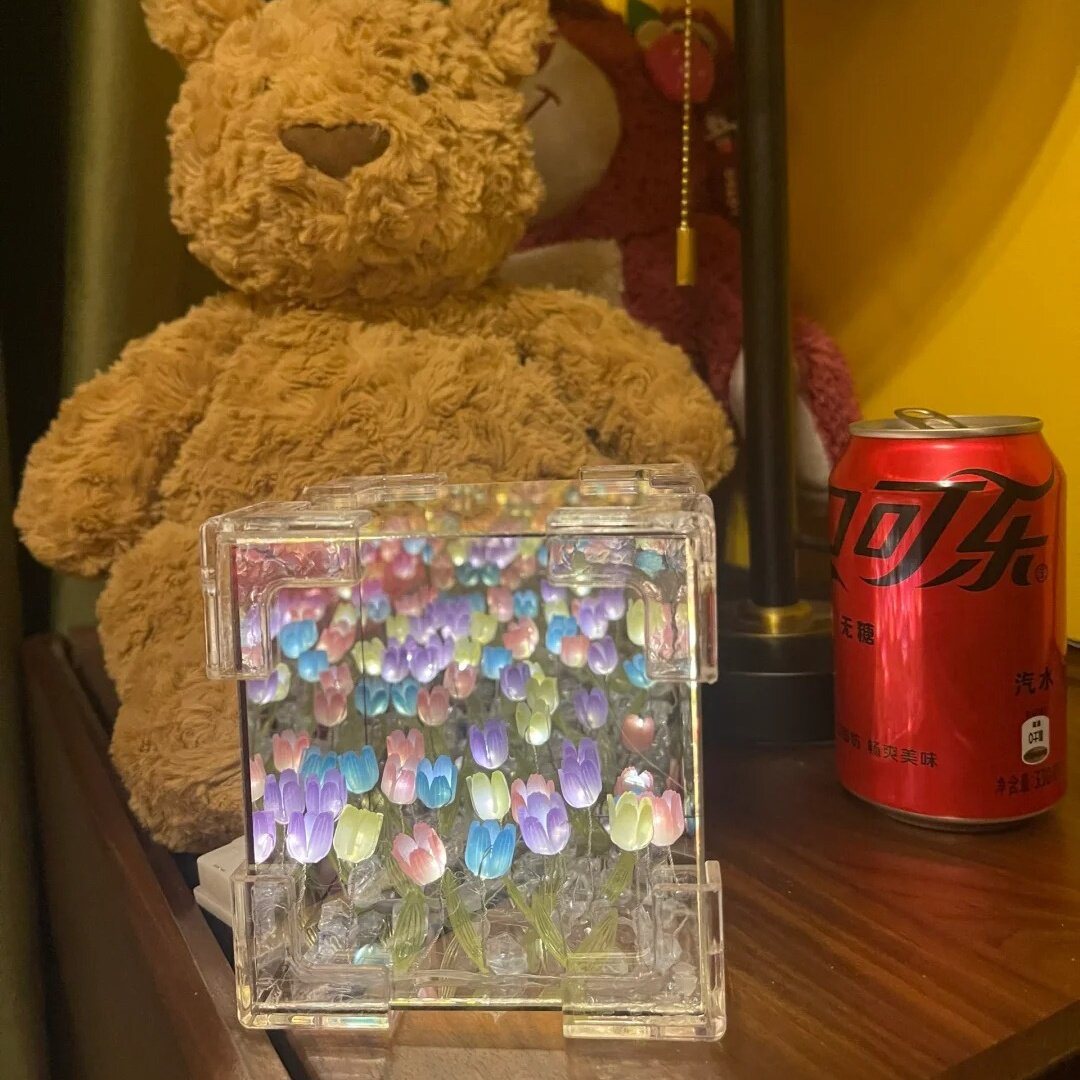 魔方郁金香小夜灯花海手工diy礼物生日礼物送女生闺蜜女朋友成品