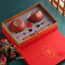 Couple bowls chopstick suit 2 people combined wedding female party to marry gift box home senior sense sending newcomer gift lettering