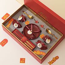 Couple bowls chopstick suit 2 people combined wedding female party to marry gift box home senior sense sending newcomer gift lettering