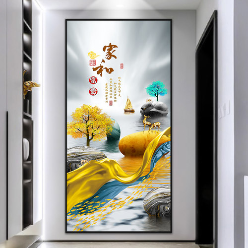 轻奢入户玄关过道走廊自粘贴画背景墙壁画现代简约入户客厅装饰画 - 图2