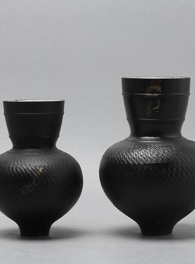 新中式创意宽口绿色花瓶摆件客厅插花花器花艺搭配陶瓷瓷器装饰品