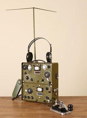 复古怀旧老式仿古创意无线电台发报机电报机模型道具橱窗装饰摆件