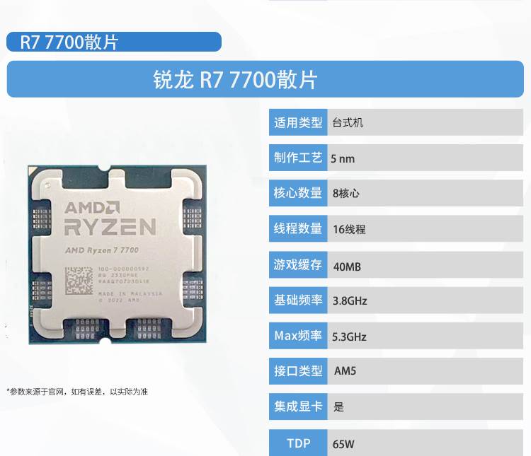 AMD R7 7700 不带x r9 7900x 7950x  r5 7600x  散片 搭配主板cpu - 图0