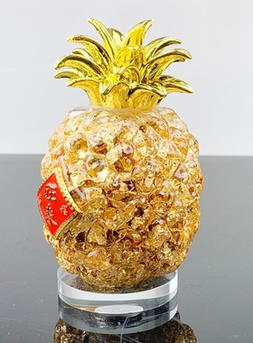 极速热销 金箔水晶旺来菠萝摆y件 创意中式工艺礼品畅销东南亚市
