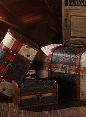 极速复古c老式木箱子摆件服装店橱窗陈列道具拍摄模型美式店铺装