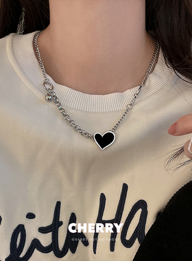极速爱心拼d接钛钢项链女小众简约设计感甜酷锁骨链ins个性百搭脖