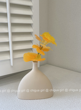 新品北欧风侘寂风ins风简约y磨砂陶瓷花瓶干花玄关摆件民宿家居装