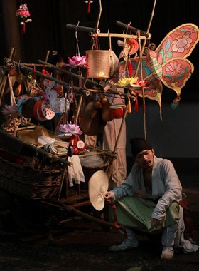 极速中秋布置户外古风集s市摆摊货郎车装饰卖货郎民俗民间古老手