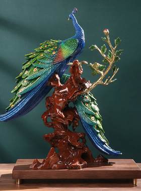 极速《花开富贵》l纯铜孔雀中式玄关客厅装饰工艺礼品摆件桌面装