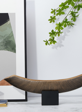 极速新中式禅意i船型雕塑摆件客厅电视柜软装售楼处别墅玄关家居