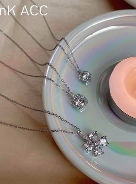 极速锆石水晶项链女夏轻奢小众202B1年新款ins冷淡风锁骨链钛钢不