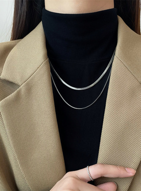 极速双层蛇骨链项链l女轻奢小众设计感毛衣链2022年新款气质叠戴
