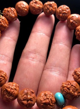 极速龙纹桃核雕刻小n籽十八罗汉核雕手串桃木手链男非橄榄核文玩