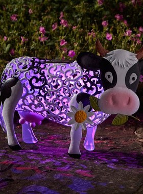 极速Solar Daisy Cow Solaru Statue Resin Ornament Yard Sculpt