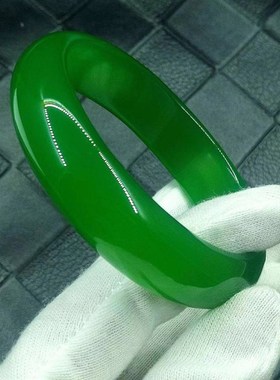 极速天然高冰种绿玉髓手镯马料y绿色玛瑙玉石女款加厚加宽镯子带