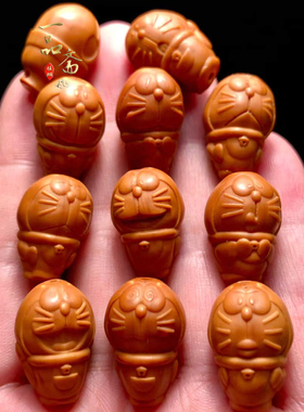 极速机器猫小籽橄榄核手串男款盘玩哆啦a梦手链T女士文玩雕刻核雕