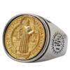 Medal titanium steel inlaid copper ring trendy men's single tail ring index finger ring European and American ins style men's ring