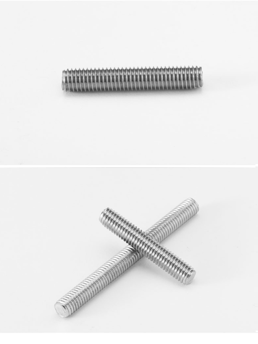 新全12螺丝牙条牙螺纹无头丝螺栓丝杆棒316不锈钢销加长通螺柱品-图0