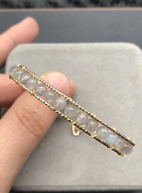 新品天然灰月光14K包金手x镯手链 有延长链 包邮 K125