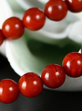 极速天然南d红玛瑙手链云南保山原石手链火焰纹柿子红手链男女手