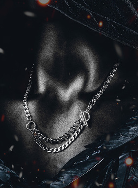 极速GUXI【束缚】欧美个性潮男钛B钢项链街头小众ins设计复古嘻哈