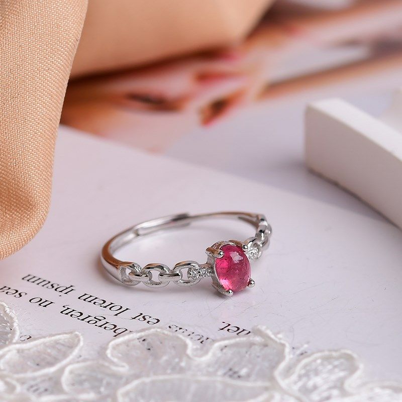 极速天然碧玺纯银戒指C 活口可调 D145 - 图0