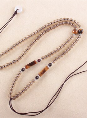 极速手工编织茶水晶珠链项链绳黄虎眼桶I珠吊坠配链玉器玉佛蜜蜡