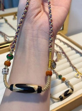 极速虎牙天珠锁骨链项链搭配牦牛骨 扎L基拉姆牌 TY1044