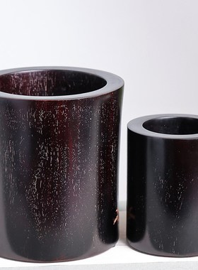 极速非洲小叶紫檀血檀整木莲花莲年有余工艺笔筒S摆件红木古典工