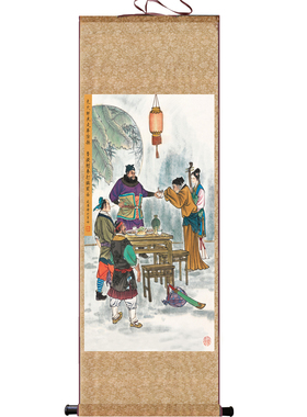 极速丝绸画水浒h传卷轴画四大名著宣纸仿古画绢画客厅家居装饰画