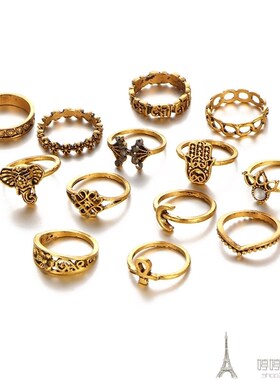 极速13pcs sets fashion gold rings womPen戒指