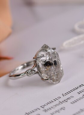 极速天然闪灵钻戒指 白铜镀银y活口 戒托裸石全部随机 Y1638