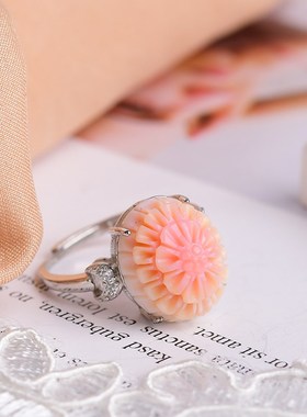 极速天然女王贝格桑花纯银戒指 活口可调Z D149