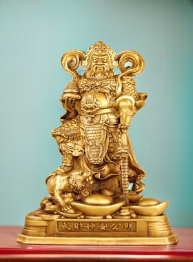 极速仿古a纯铜招财骑虎武财神神像铜像铜器工艺礼品摆饰赵公明铜