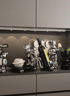 贝汉美轻奢暴力熊入户玄关钥匙收纳装饰品鞋柜创意电视柜陶瓷