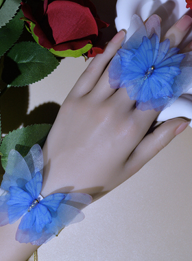 森系超仙气蓝蝴蝶手链汉服简约百搭手腕花森系手带原创设计手绳