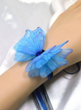 森系仙气蓝蝴蝶手链梦幻美度假手腕花甜美手绳汉服小众设计感手带