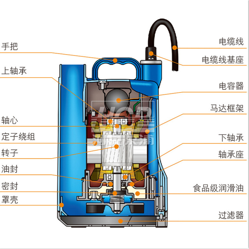 HCP台湾河见POND-S150 F清水泵轻型家用全自动单相浮球带直立浮球 - 图2