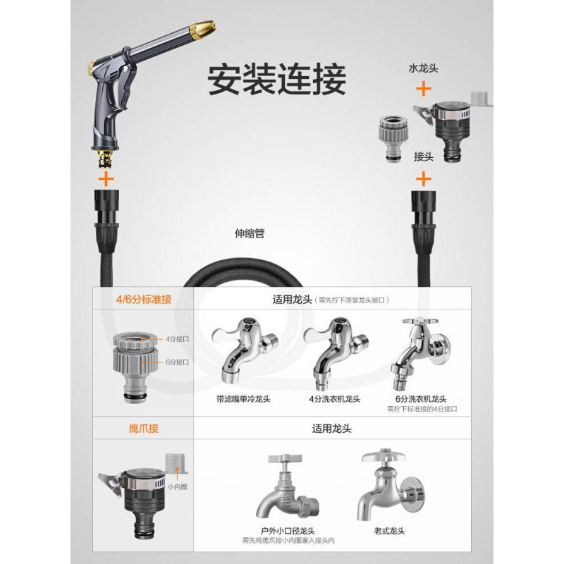 奥瑞驰洗车水枪强力增压家用水管软管阳台浇花自来水冲洗高压喷头 - 图0