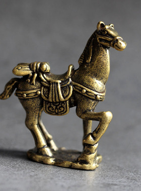 实心纯黄铜办公桌面小摆件马上赢古铜茶宠饰品工艺品礼品手把玩件