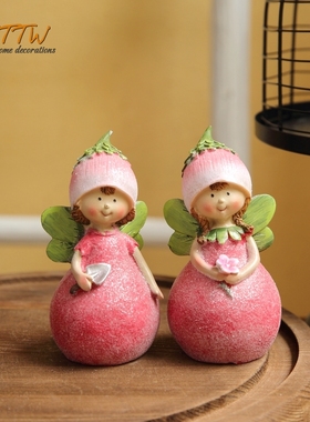 粉色糖心花d房仙子精灵树脂人物摆件闺蜜生日礼物桌面装饰油画质