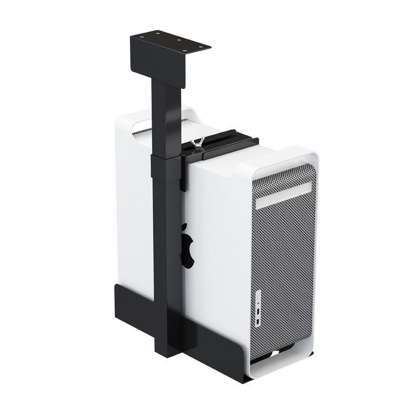 Desktop computer under desk host bracket movable pulley placement rack chassis cabinet base tray bracket widening