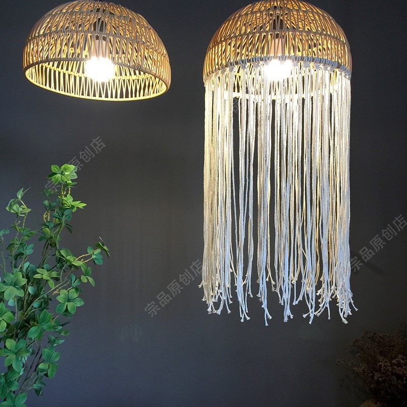 户外防水防晒挂树灯田园覆古彷真藤编流苏吊灯庭院室外景区装饰灯,淘宝优惠券,粉丝福利购,淘宝优惠卷