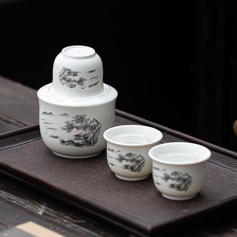 陶瓷温酒器家用二两烫酒壶热酒器暖酒白酒小酒杯中式酒具套件,淘宝优惠券,粉丝福利购,淘宝优惠卷