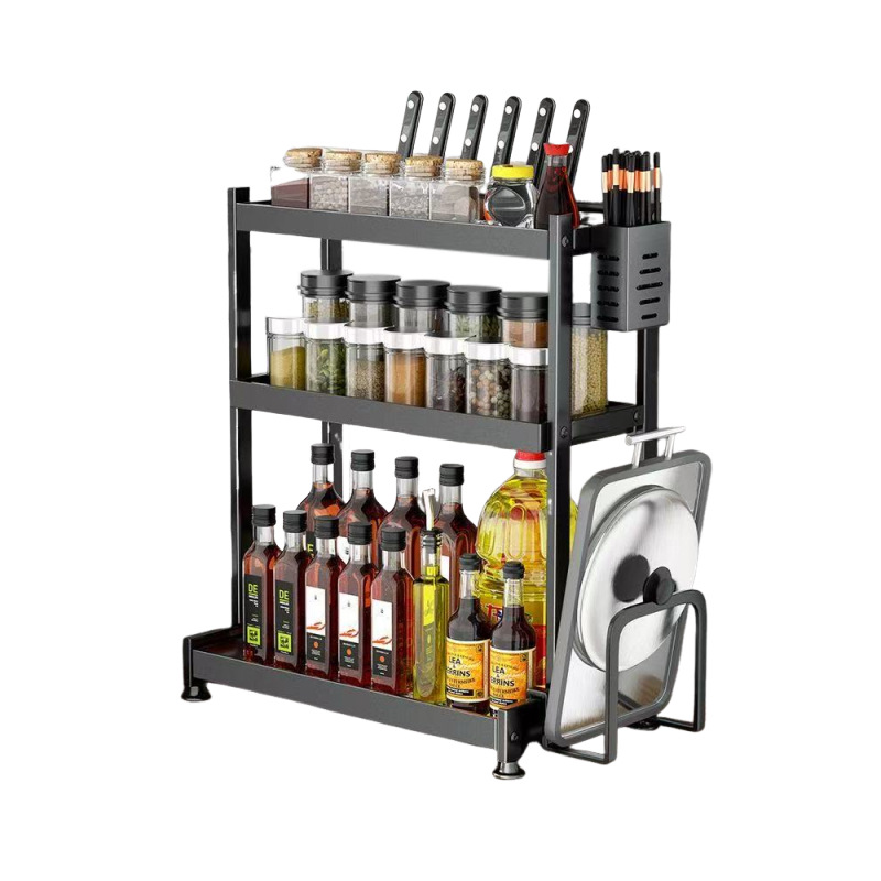 不锈钢厨房置物架调味品家用台面架子调料架桌面多功能刀架收纳架 - 图3