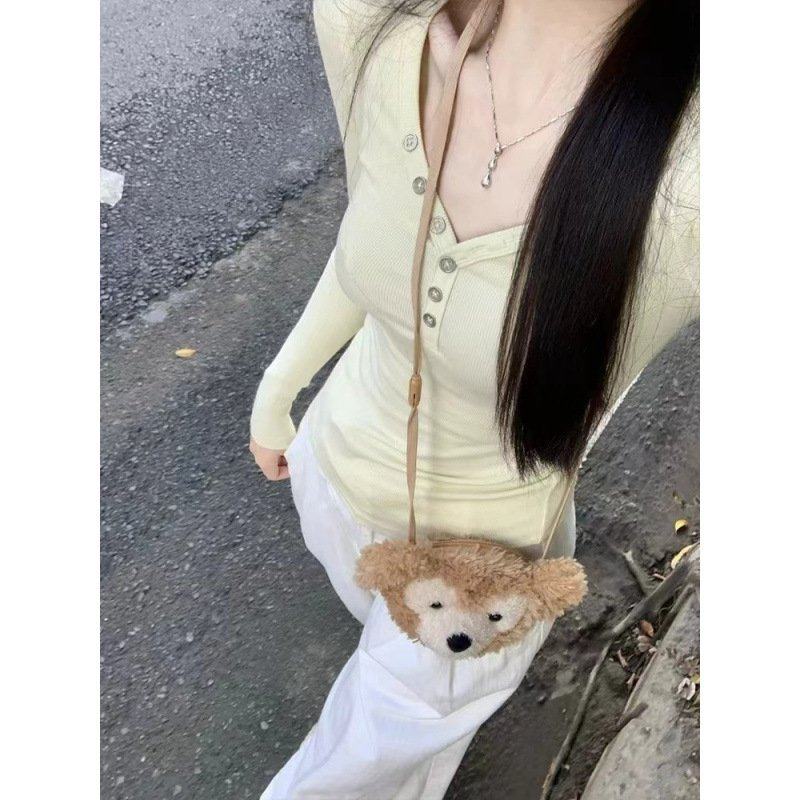 美式辣妹v领长袖t恤女春夏季2025新款内搭打底衫修身收腰纯欲风上,淘宝优惠券,粉丝福利购,淘宝优惠卷