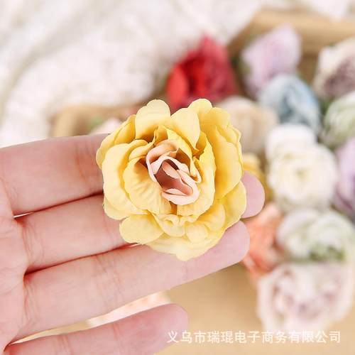 新款仿真玫瑰花头 绢花DIY手工头饰制作 服饰配件居家装饰 - 图1