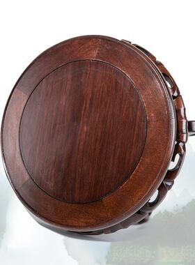 榆木底座圆形实木盆栽花瓶工艺品摆件奇石头鱼缸花盆景托架底托