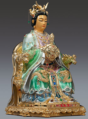 速发鎏金纯铜碧霞元君神像娘娘东岳老母佛像家用客厅摆件